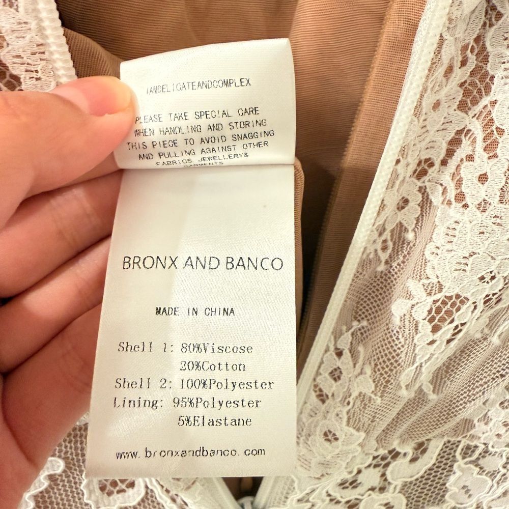 NEW BRONX AND BANCO Eleanor Long Sleeve High Slit White Lace Wedding Gown - Picture 15 of 16